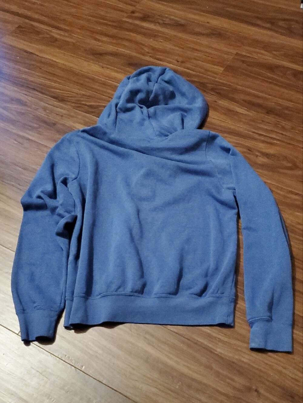 Nike Blue Pullover Hoodie with Face Covering And White Swoosh - Picture 7 of 9